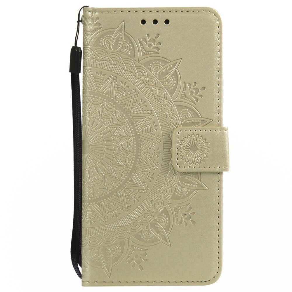 Custodia in pelle Mandala iPhone 16e Oro