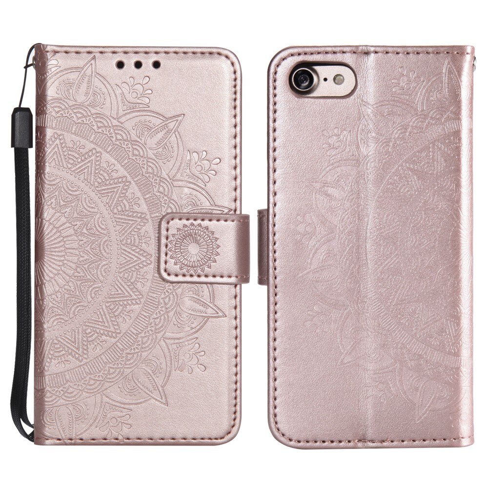 Custodia in pelle Mandala iPhone 16e Oro rosa