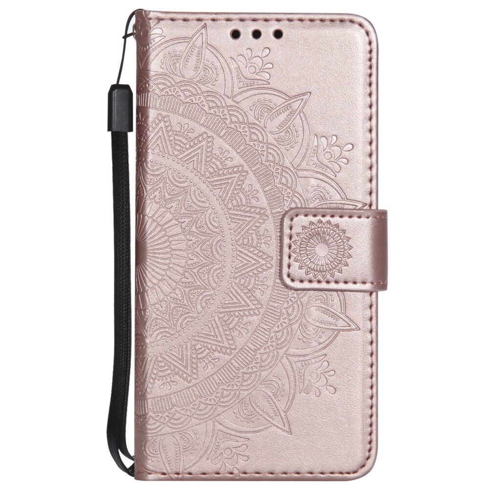 Custodia in pelle Mandala iPhone 16e Oro rosa