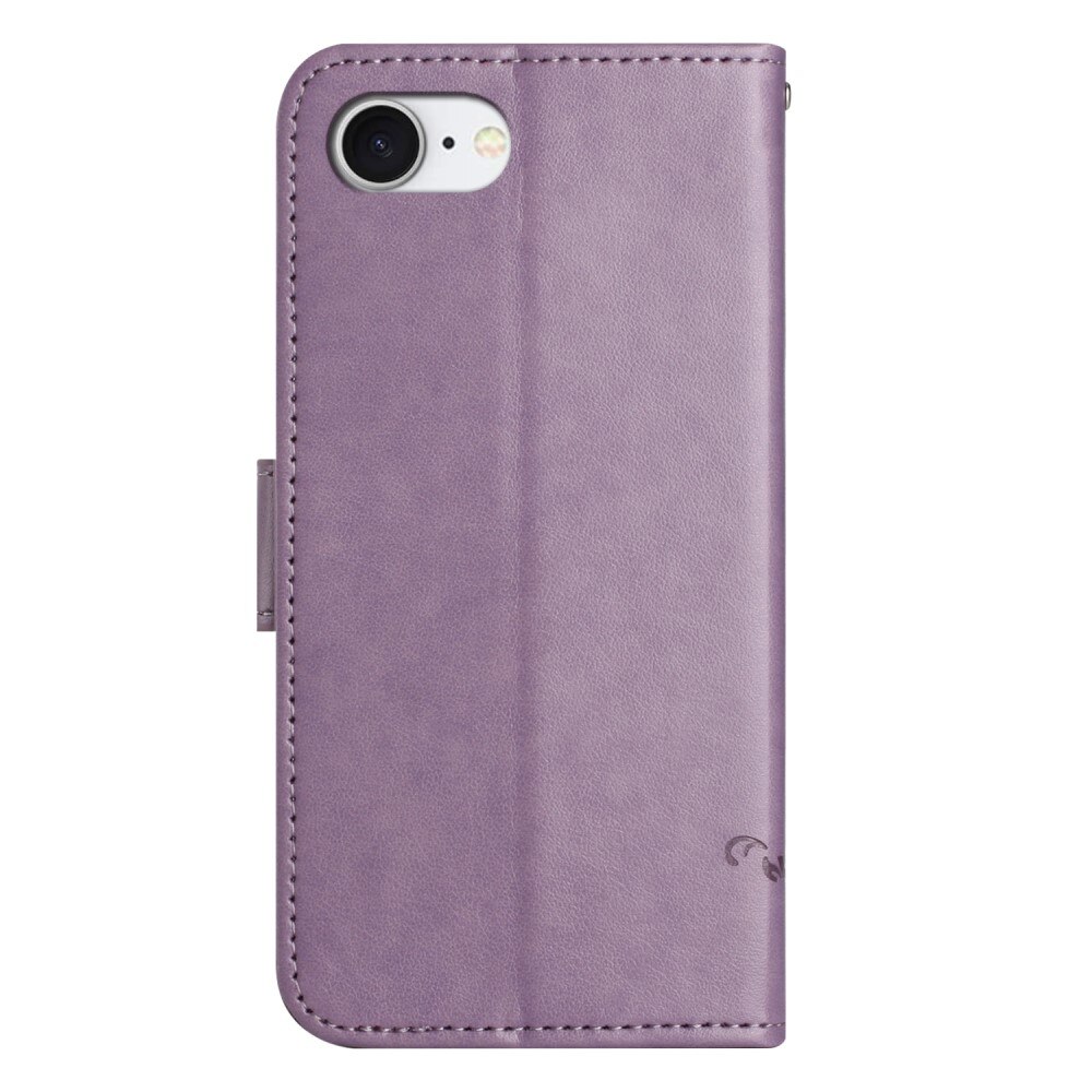 Custodia in pelle a farfalle per iPhone 16e, Viola