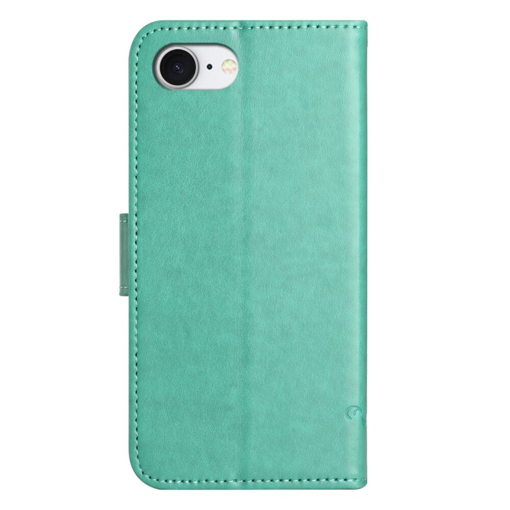 Custodia in pelle a farfalle per iPhone 16e, Verde