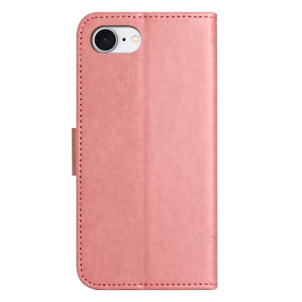 Custodia in pelle a farfalle per iPhone 16e, Rosa