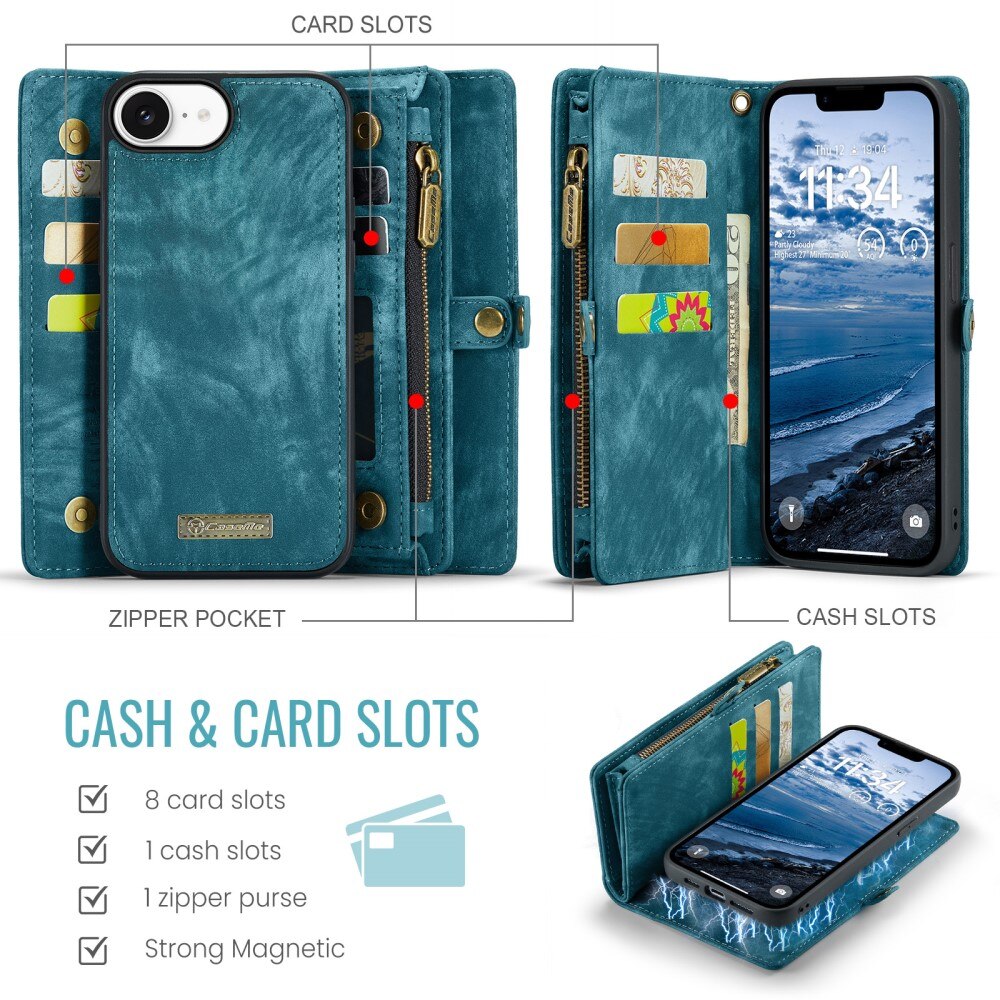 Cover portafoglio Multi-Slot iPhone 16e Blu