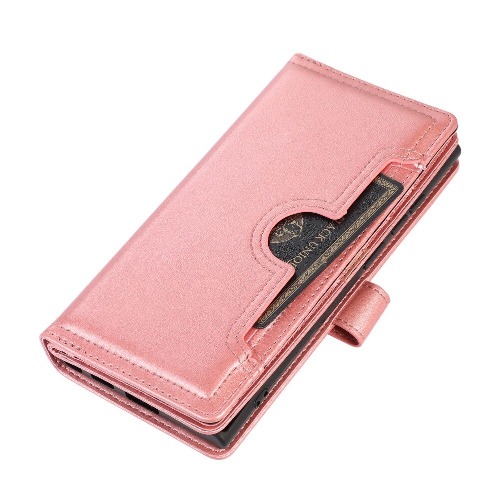 Multi-Slot Cover Portafoglio in pelle Samsung Galaxy S23 Ultra pink gold