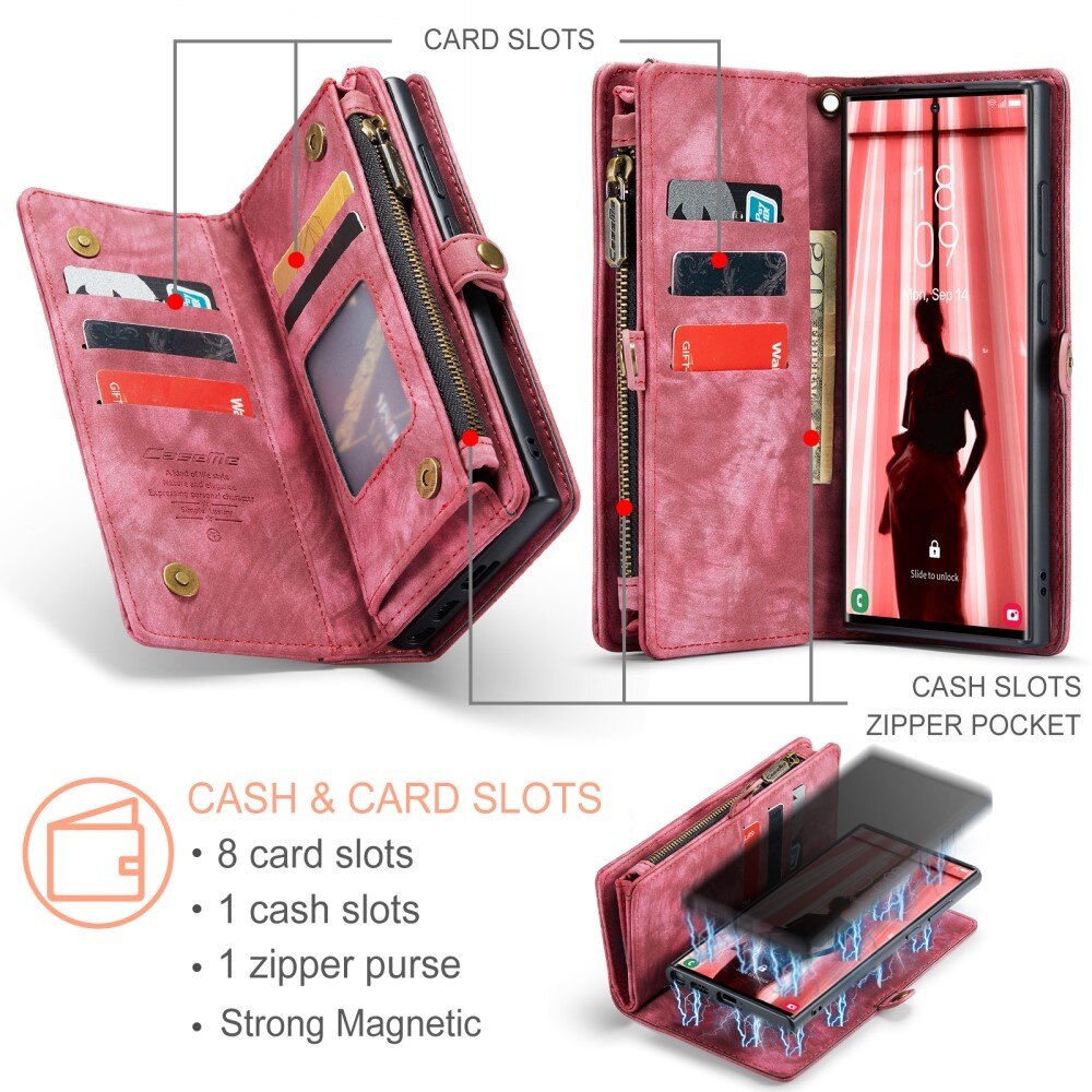 Cover portafoglio Multi-Slot Samsung Galaxy S23 Ultra rosso