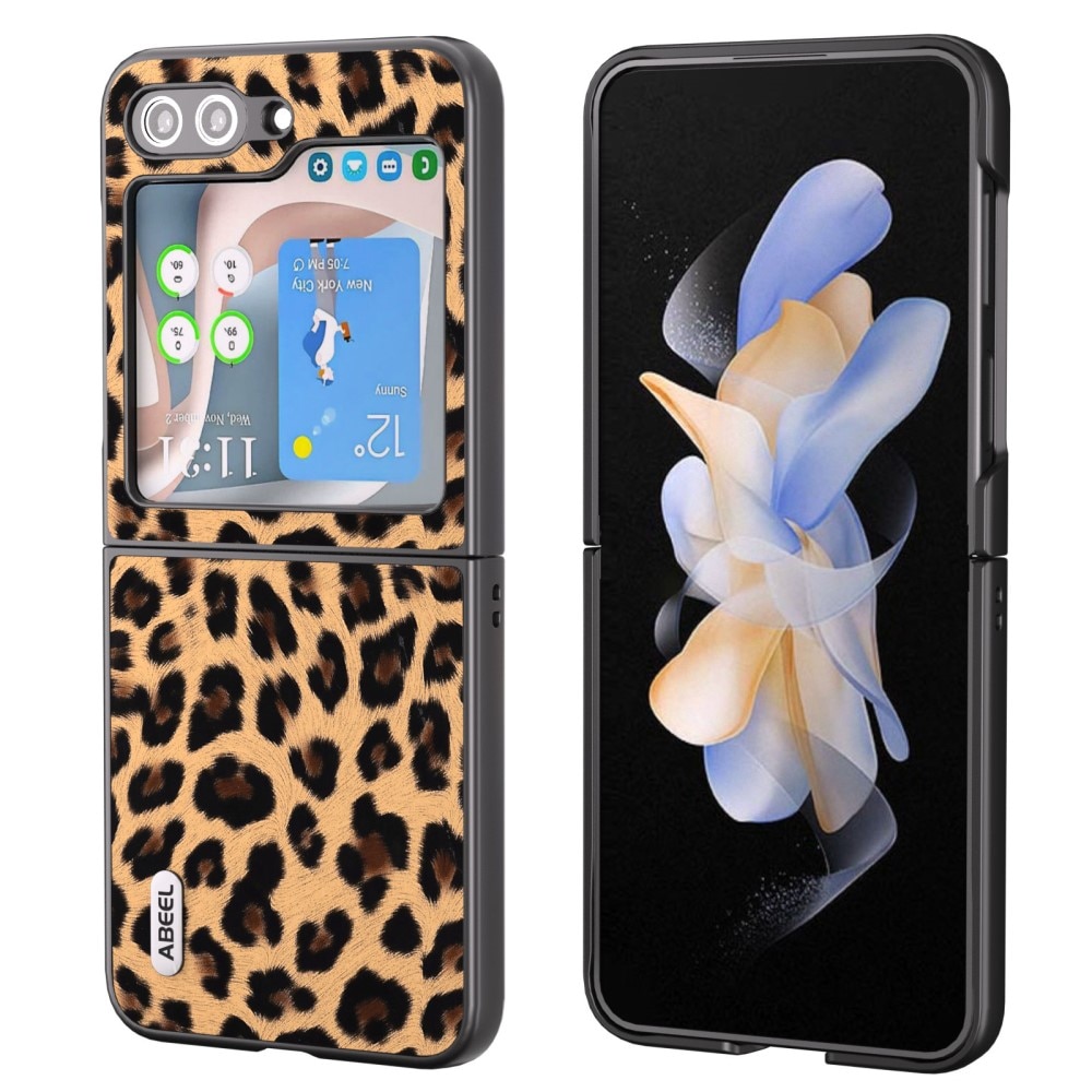 Cover in pelle Samsung Galaxy Z Flip 5 leopardo