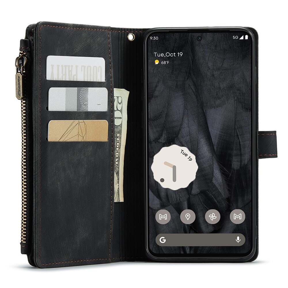 Custodie a portafoglio Zipper Google Pixel 8 Pro Nero