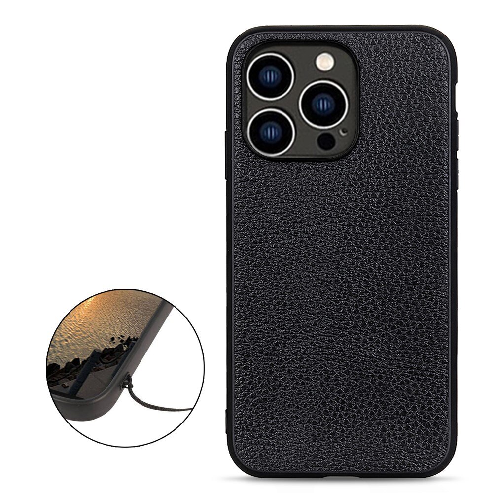 Cover ibride vera Pelle iPhone 15 Pro Max nero