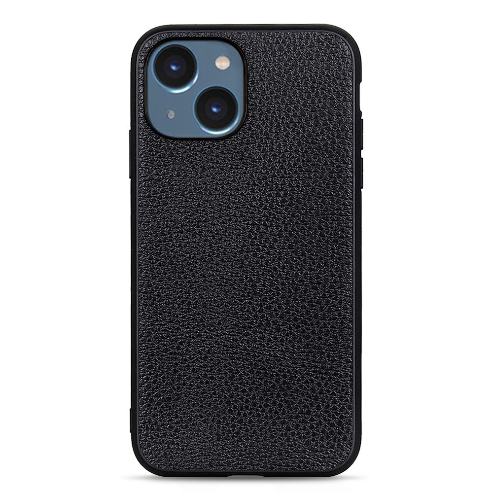 Cover ibride vera Pelle iPhone 15 nero