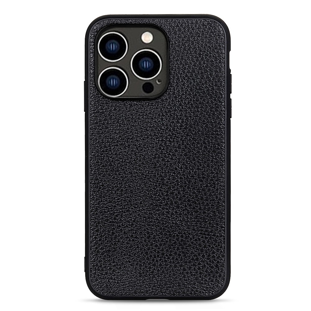 Cover ibride vera Pelle iPhone 15 Pro nero