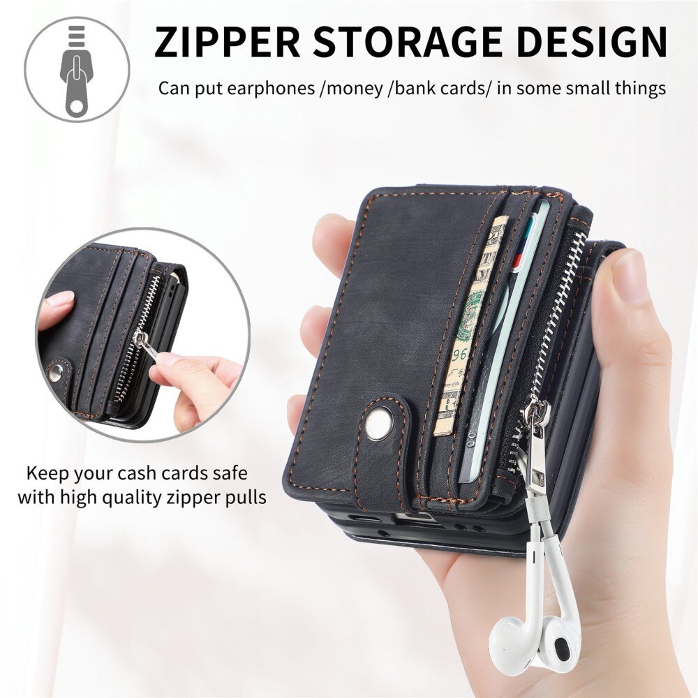 Cover portafoglio Zipper Multi-Slot Samsung Galaxy Z Flip 6, nero