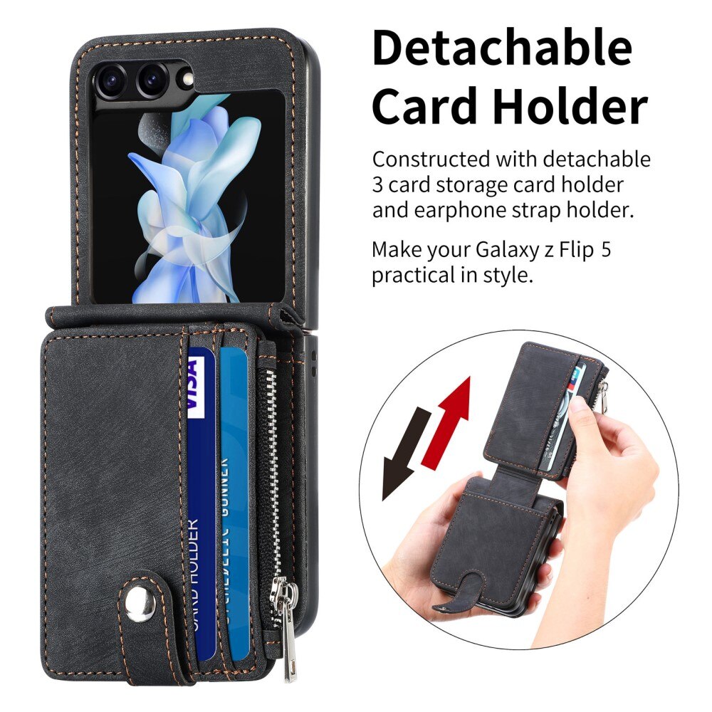 Cover portafoglio Zipper Multi-Slot Samsung Galaxy Z Flip 6, nero