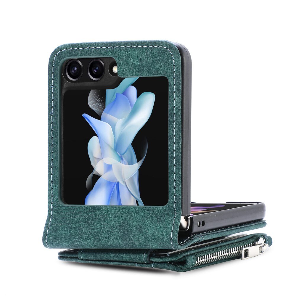 Cover portafoglio Zipper Multi-Slot Samsung Galaxy Z Flip 6, verde