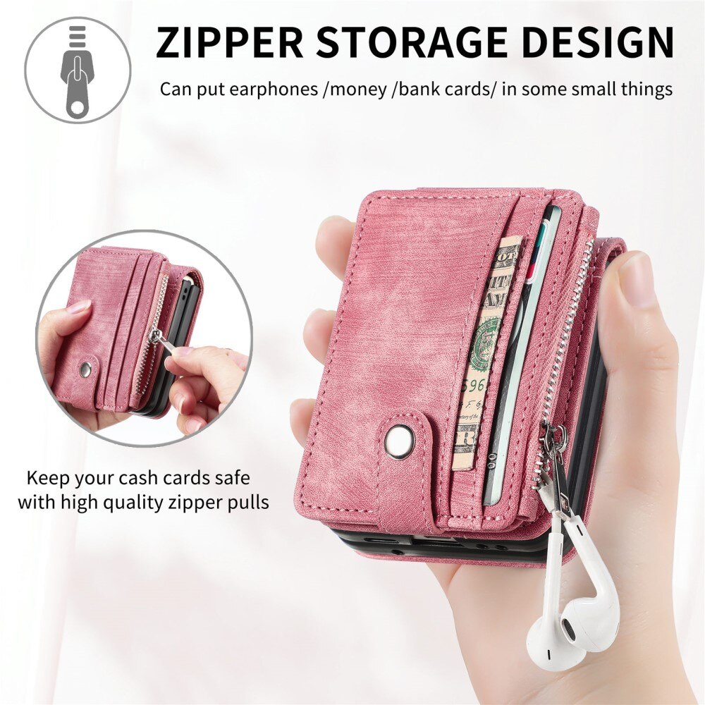 Cover portafoglio Zipper Multi-Slot Samsung Galaxy Z Flip 6, rosa