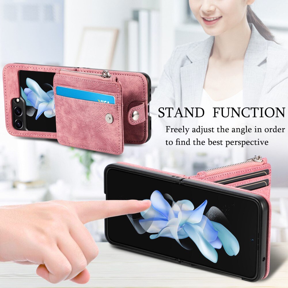 Cover portafoglio Zipper Multi-Slot Samsung Galaxy Z Flip 6, rosa