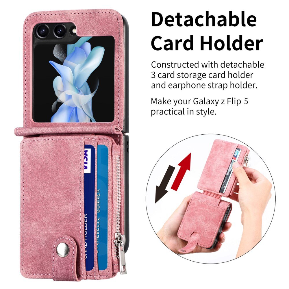 Cover portafoglio Zipper Multi-Slot Samsung Galaxy Z Flip 6, rosa