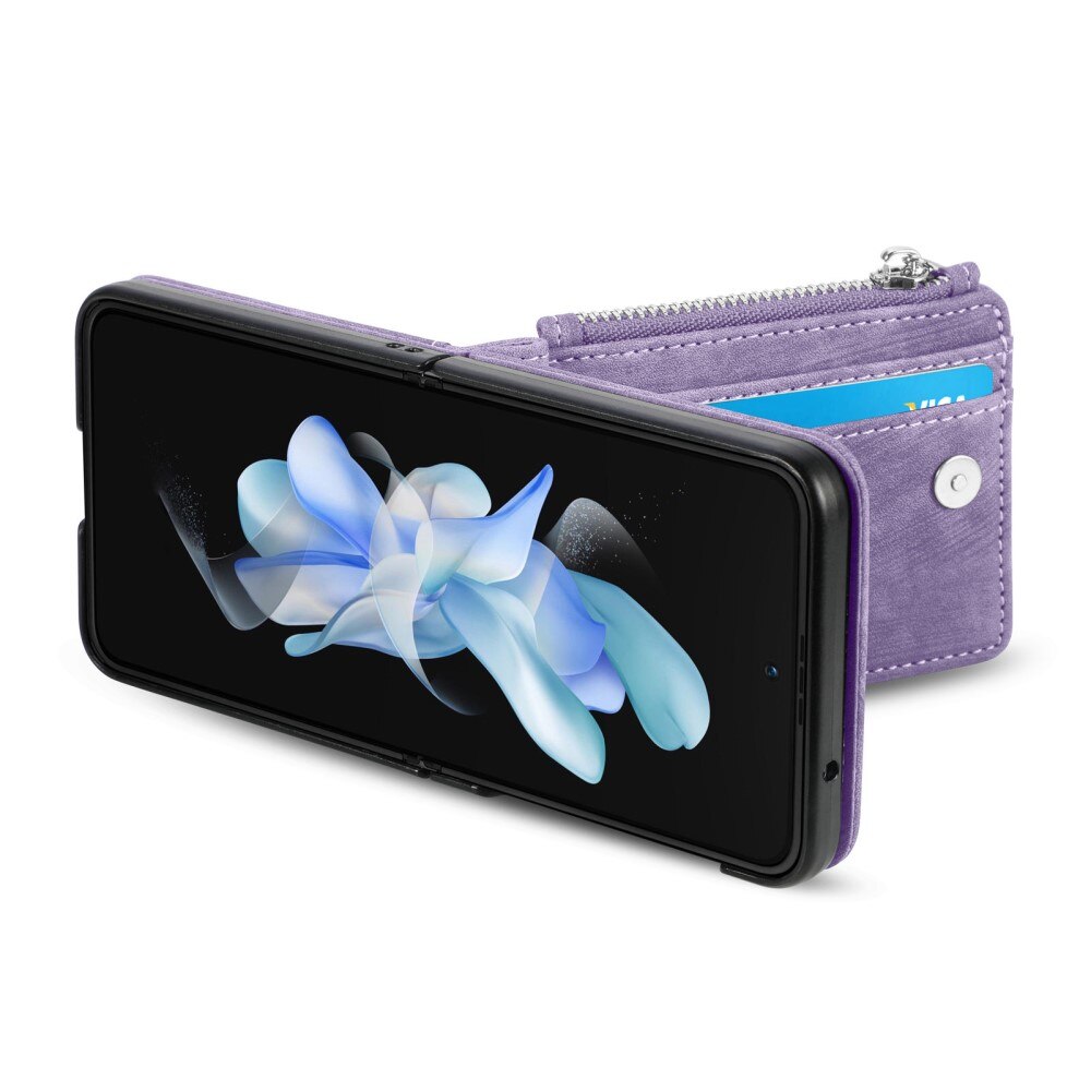 Cover portafoglio Zipper Multi-Slot Samsung Galaxy Z Flip 5, viola