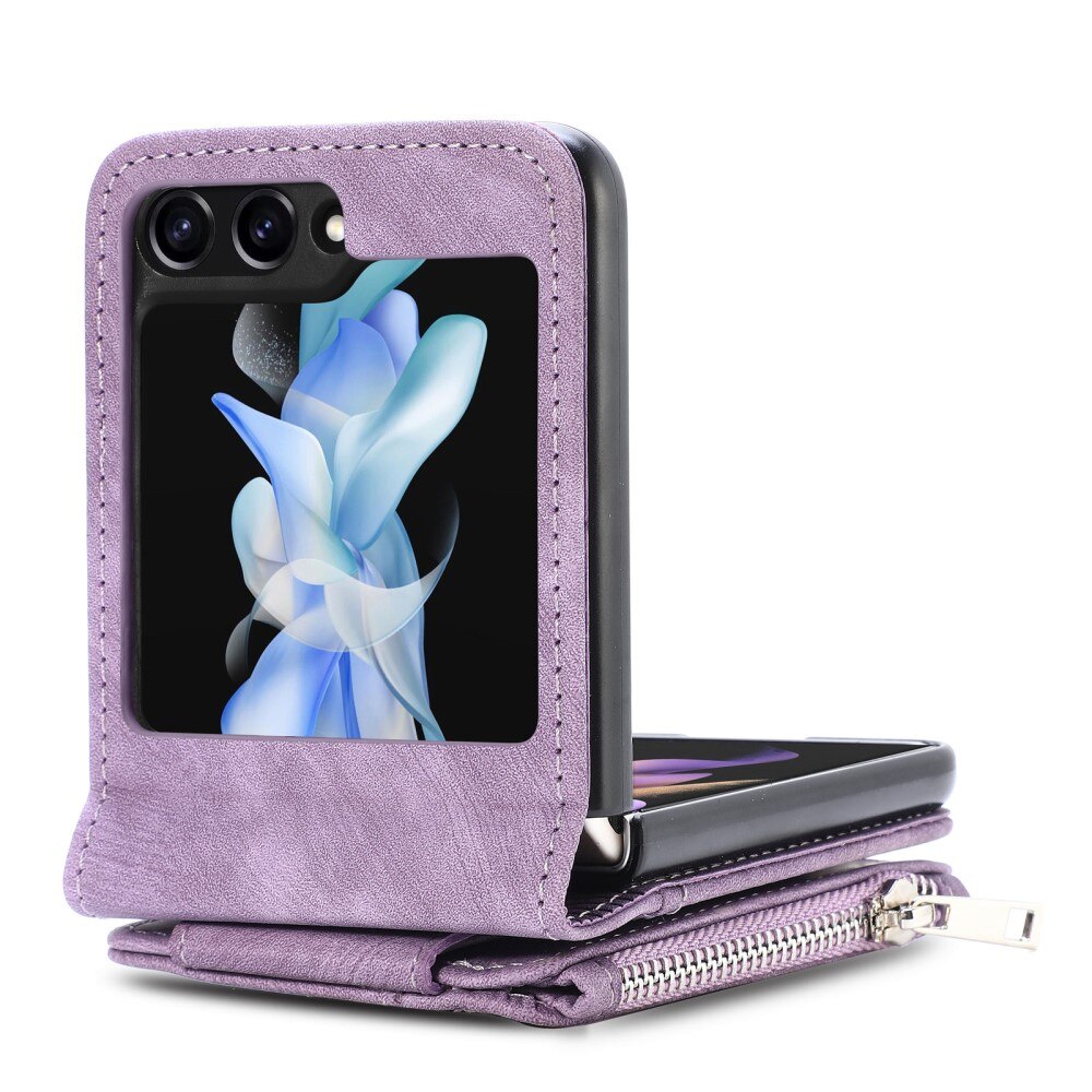 Cover portafoglio Zipper Multi-Slot Samsung Galaxy Z Flip 6, viola