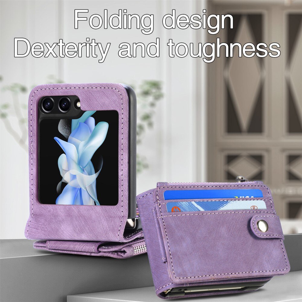 Cover portafoglio Zipper Multi-Slot Samsung Galaxy Z Flip 6, viola