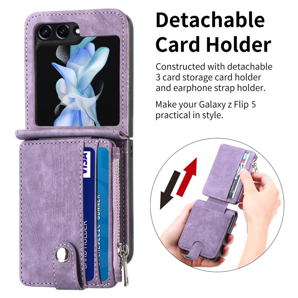 Cover portafoglio Zipper Multi-Slot Samsung Galaxy Z Flip 6, viola