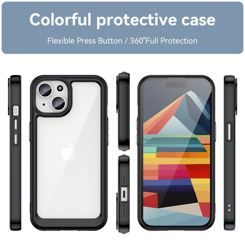 Cover ibrido Crystal Hybrid per iPhone 15, nero