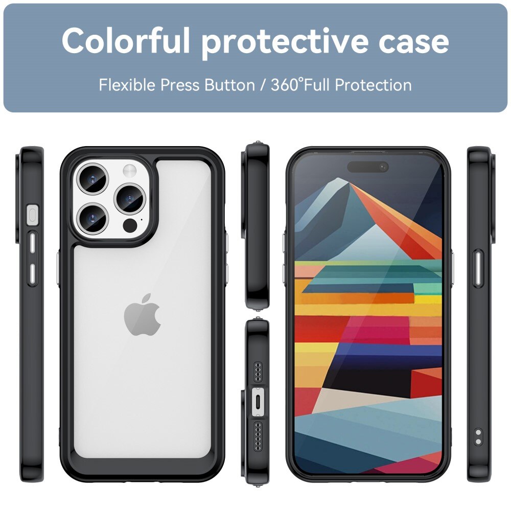 Cover ibrido Crystal Hybrid per iPhone 15 Pro Max, nero