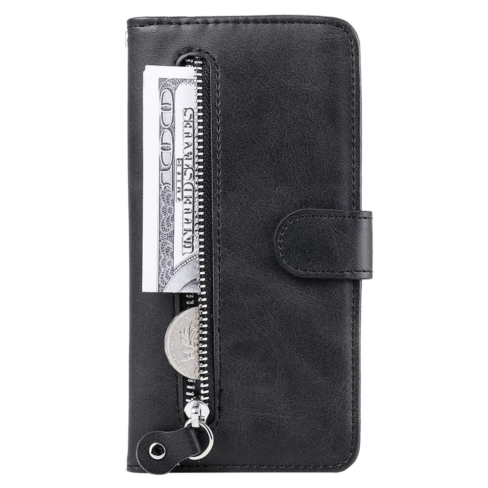 Custodia in pelle Zipper iPhone 15 Pro nero