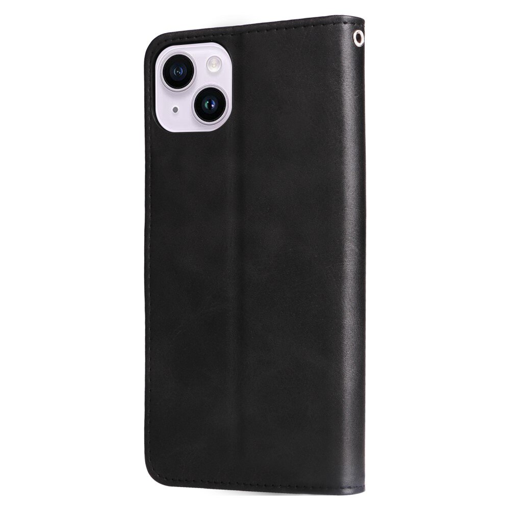 Custodia in pelle Zipper iPhone 15 nero