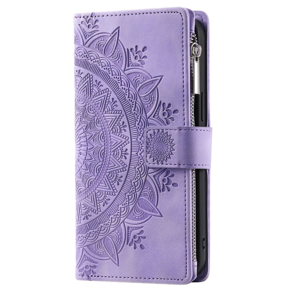 Borsa a portafoglio Mandala iPhone 15 Pro, viola