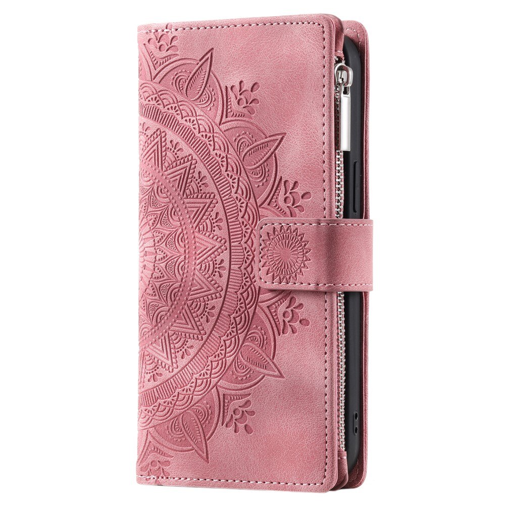 Borsa a portafoglio Mandala iPhone 15 Pro, rosa