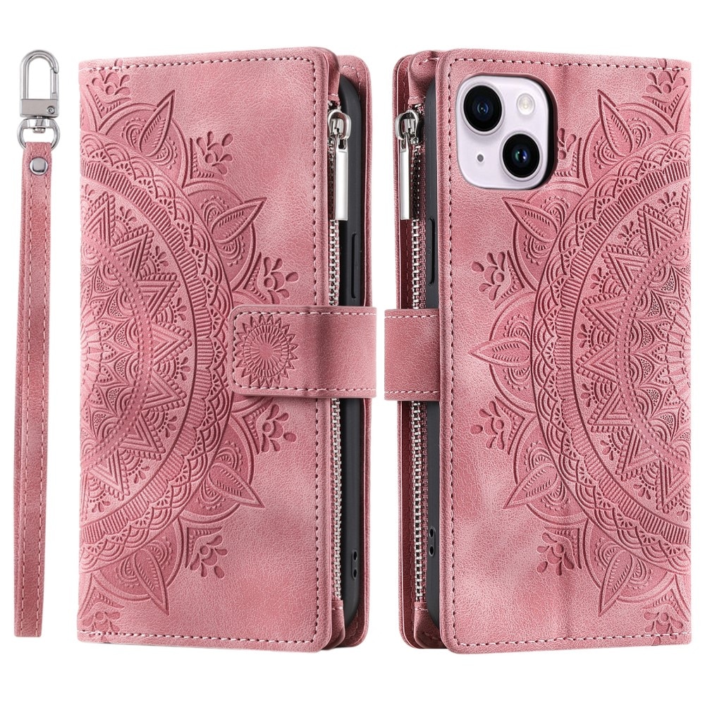 Borsa a portafoglio Mandala iPhone 15, rosa