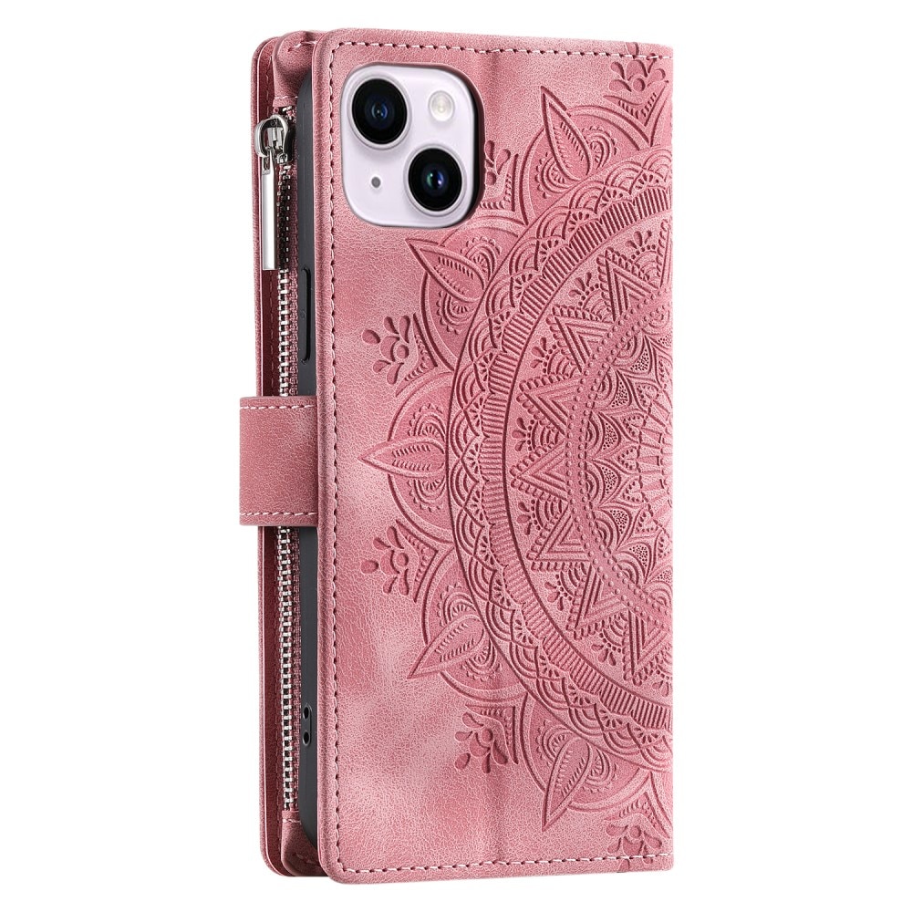 Borsa a portafoglio Mandala iPhone 15, rosa