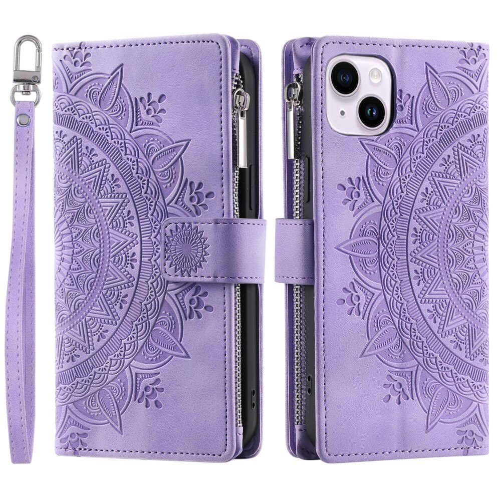 Borsa a portafoglio Mandala iPhone 15, viola