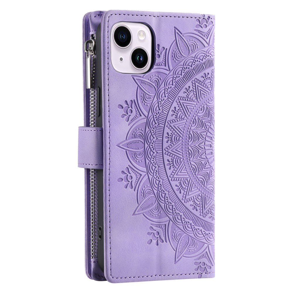 Borsa a portafoglio Mandala iPhone 15, viola