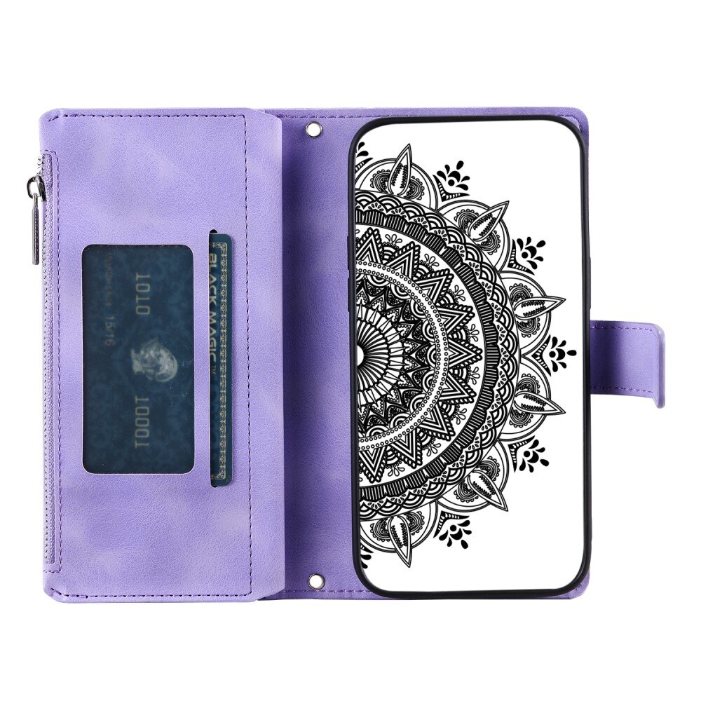 Borsa a portafoglio Mandala iPhone 15, viola