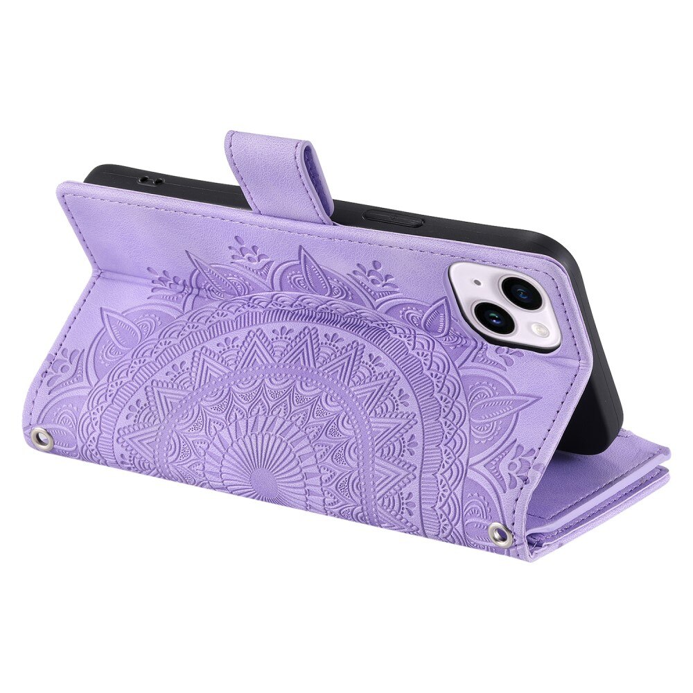 Borsa a portafoglio Mandala iPhone 15, viola