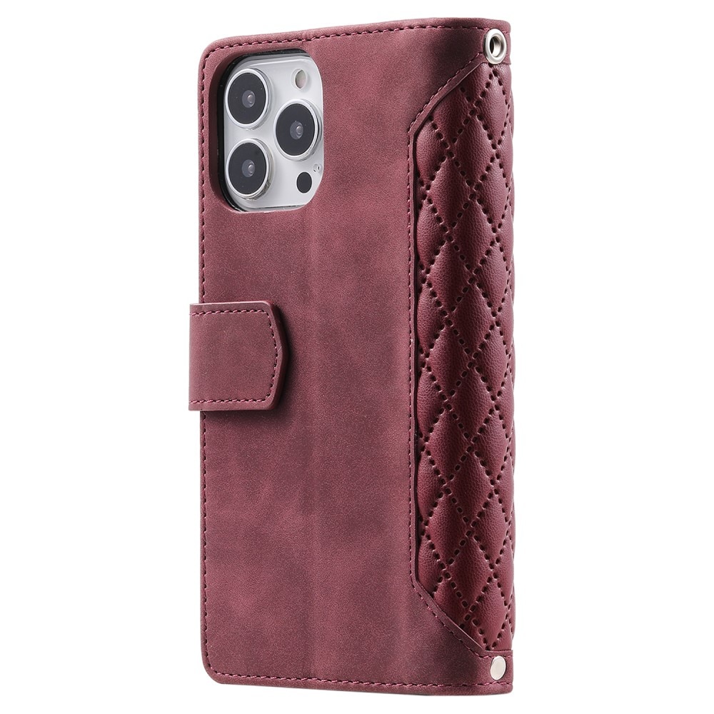 Borsa a portafoglio trapuntata iPhone 15 Pro Rosso