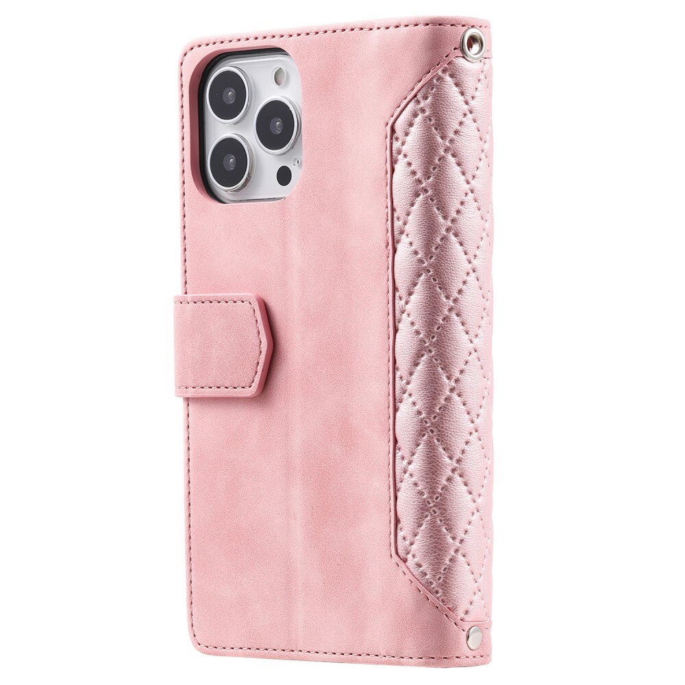 Borsa a portafoglio trapuntata iPhone 15 Pro Rosa