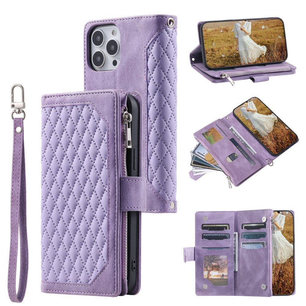 Borsa a portafoglio trapuntata iPhone 15 Pro Max Viola