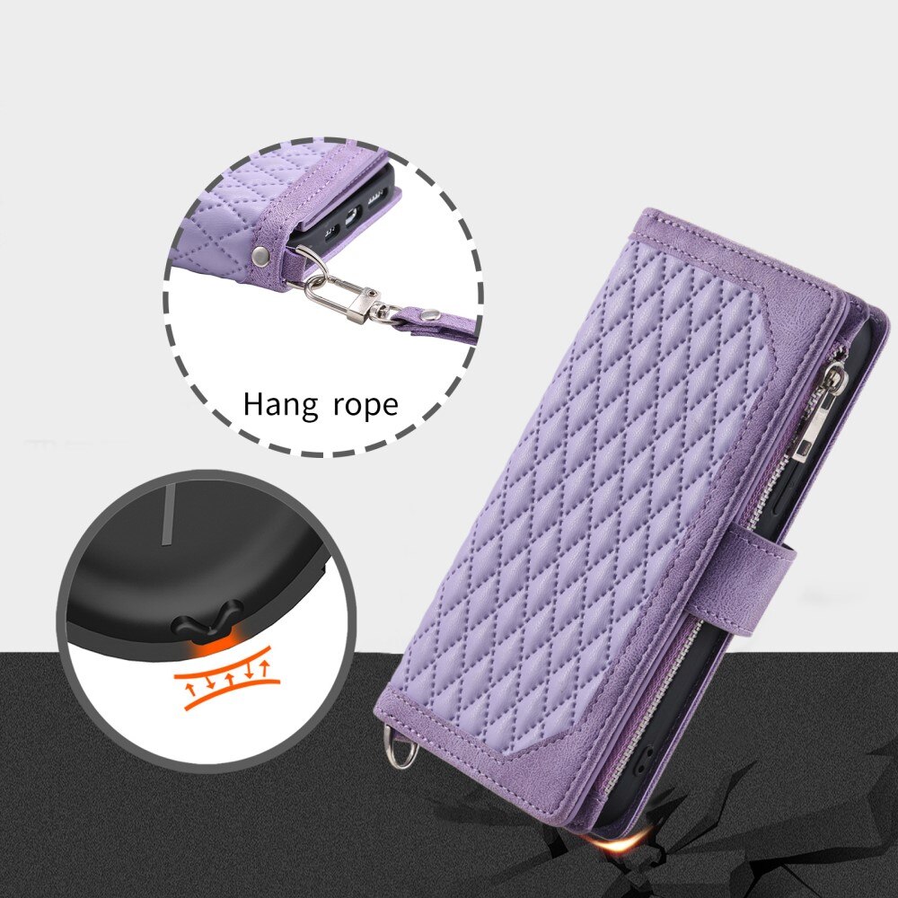 Borsa a portafoglio trapuntata iPhone 15 Pro Max Viola