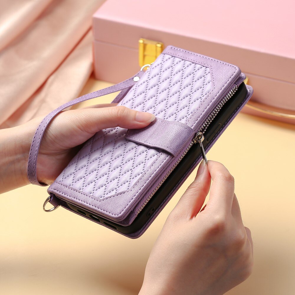 Borsa a portafoglio trapuntata iPhone 15 Pro Max Viola