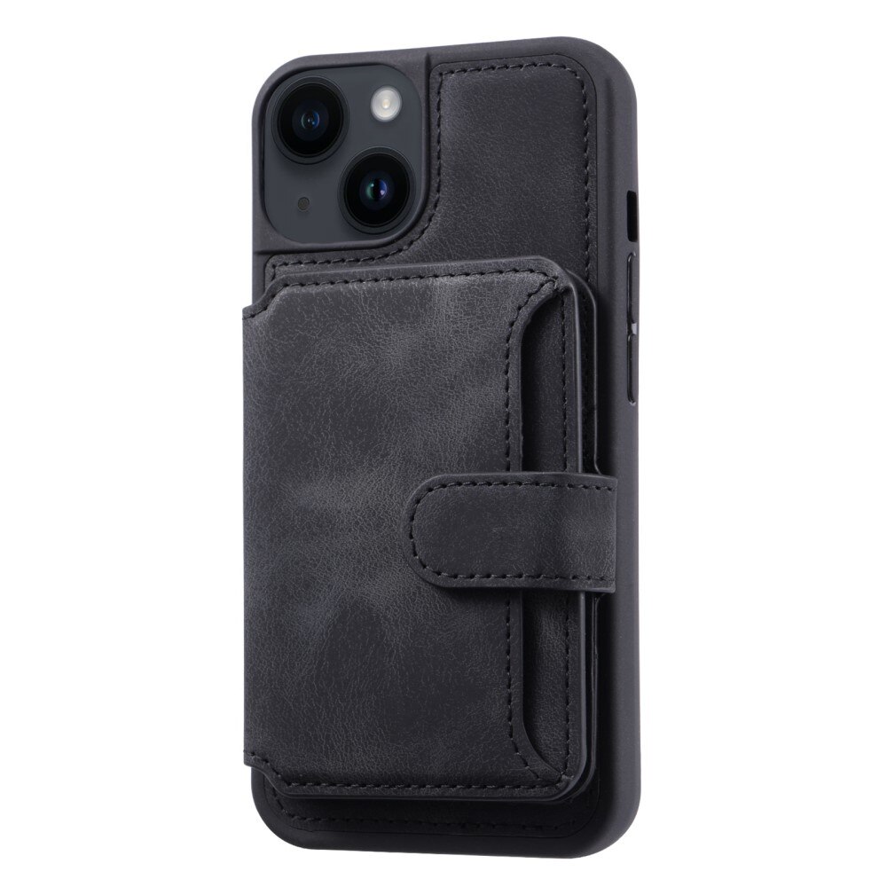 Cover con portacarte Multi-slot anti-RFID iPhone 15 Plus nero