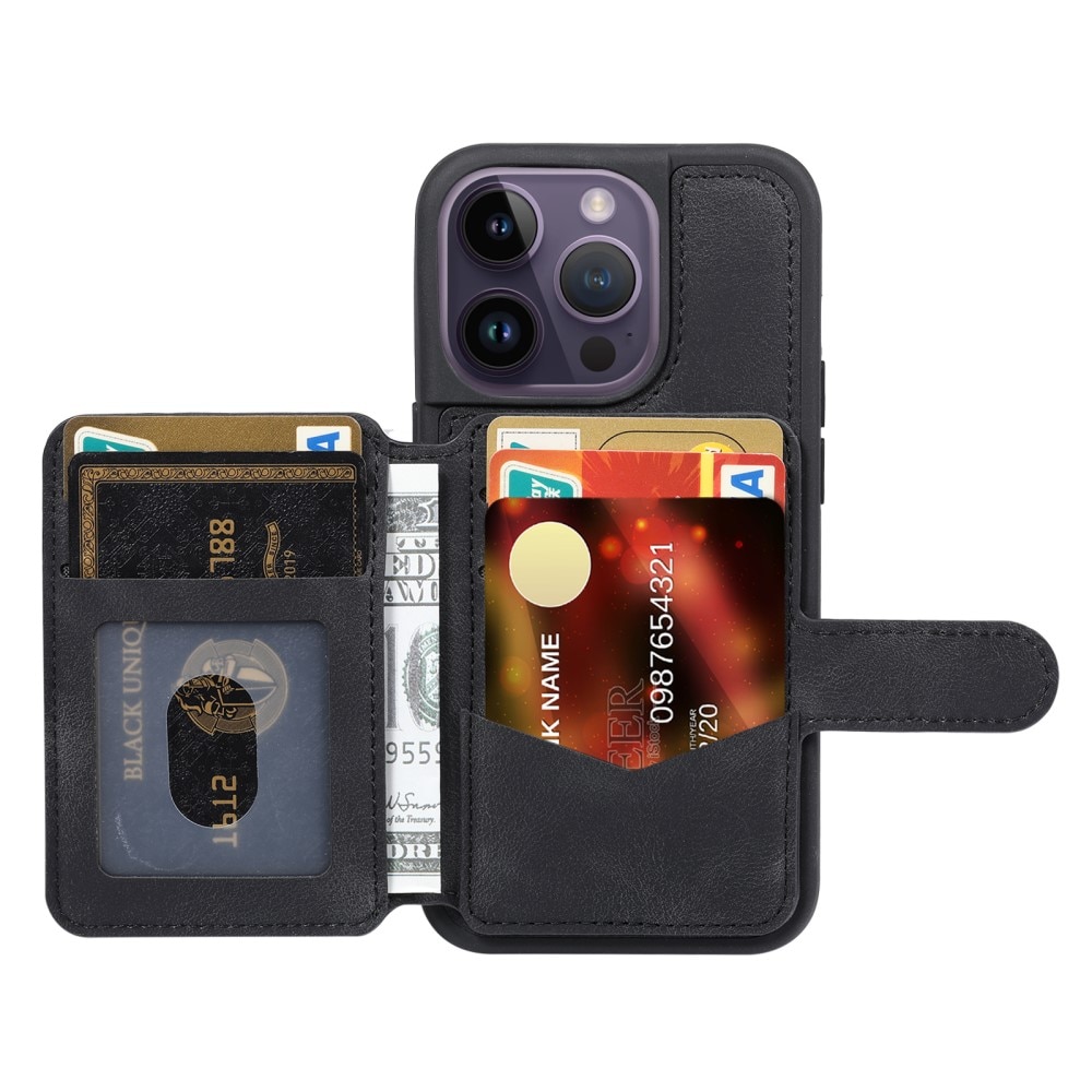 Cover con portacarte Multi-slot anti-RFID iPhone 15 Pro nero