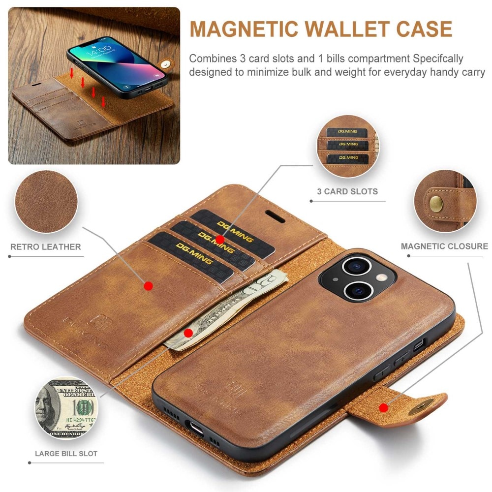 Cover portafoglio Magnet Wallet iPhone 15 Plus Cognac