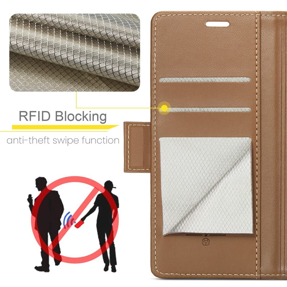 Custodie a portafoglio sottili anti-RFID iPhone 15 Pro Marrone