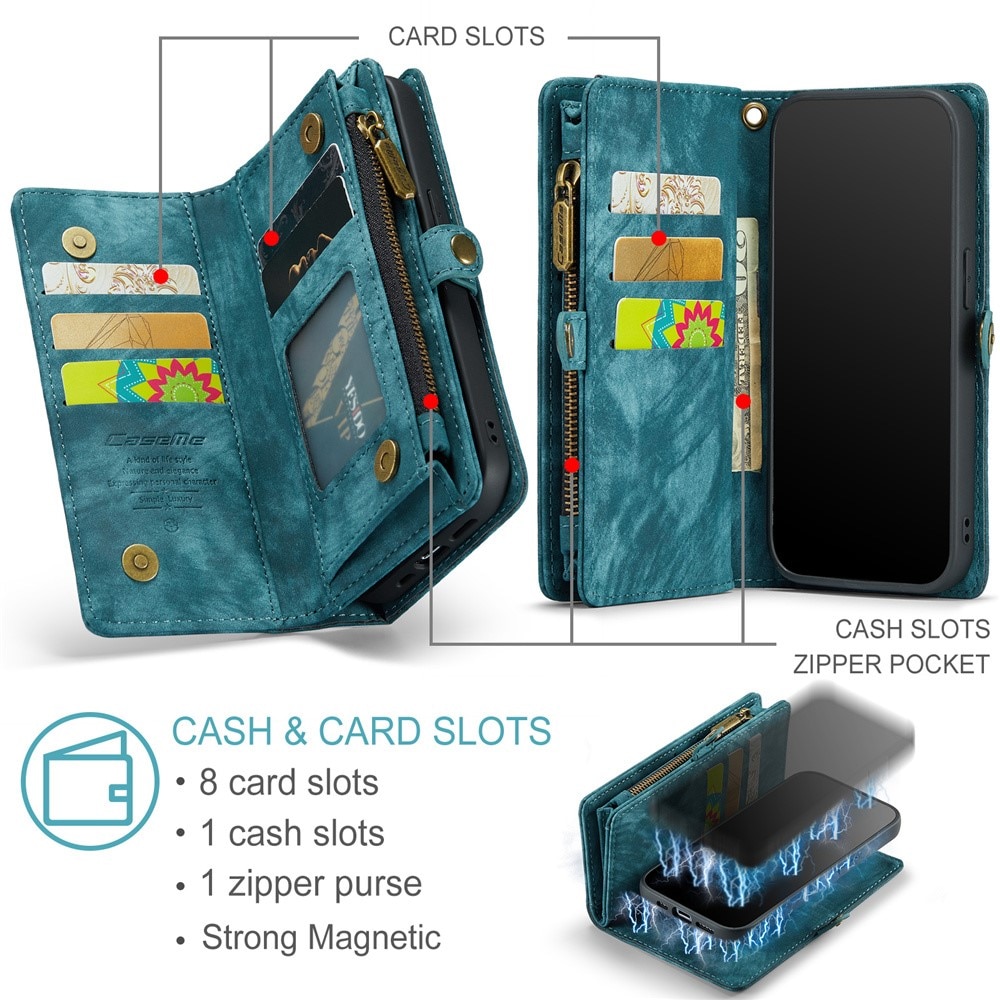 Cover portafoglio Multi-Slot iPhone 15 Pro Max blu