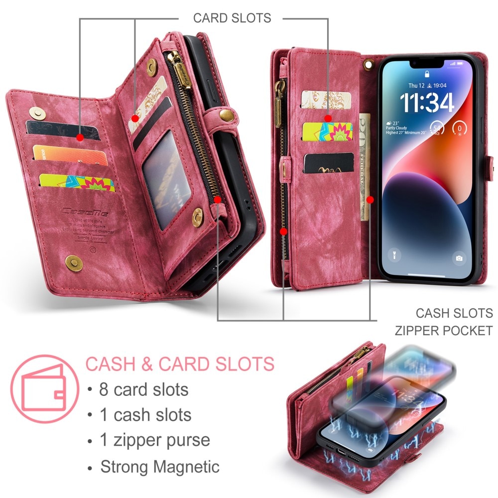 Cover portafoglio Multi-Slot iPhone 15 rosso