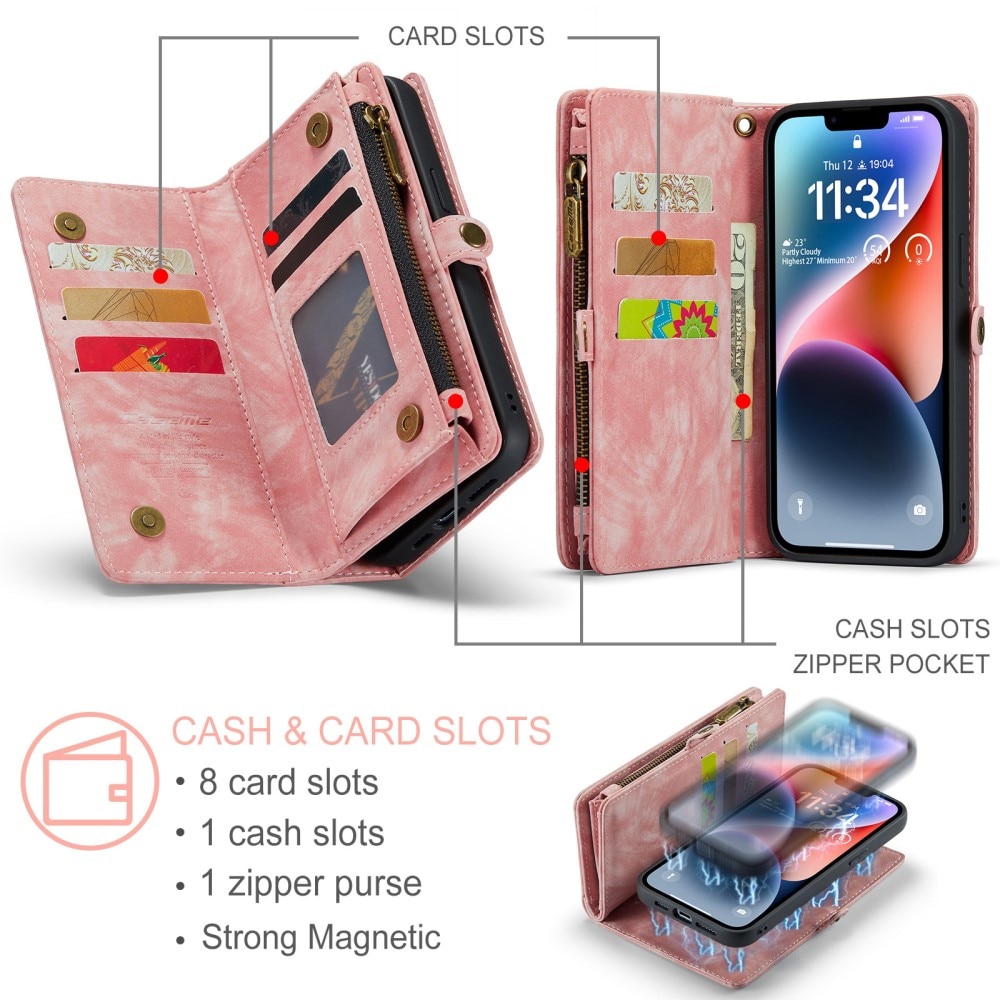 Cover portafoglio Multi-Slot iPhone 15 rosa