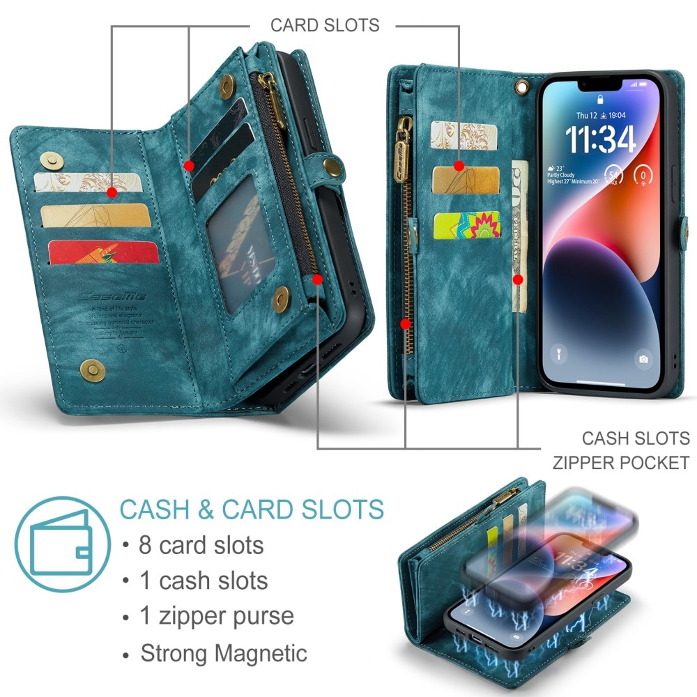 Cover portafoglio Multi-Slot iPhone 15 Plus blu