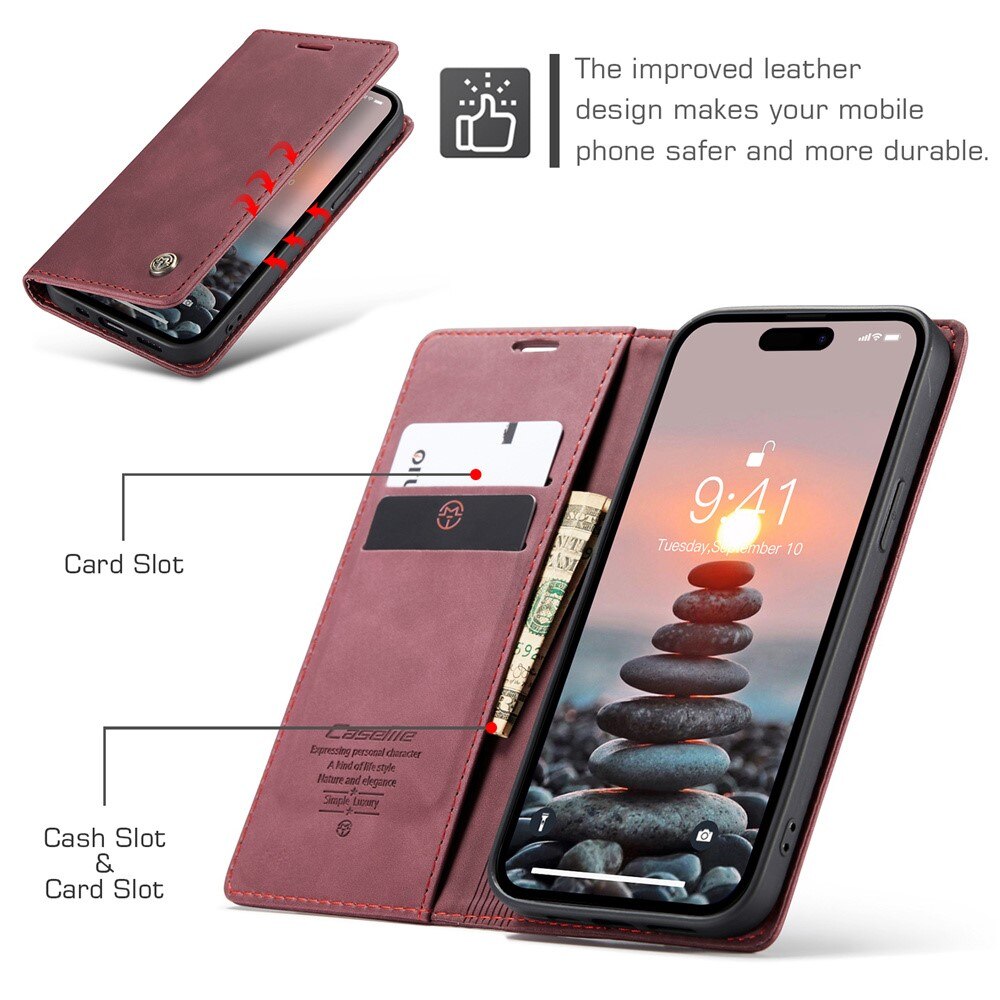 Custodie a portafoglio sottili iPhone 15 Pro Rosso